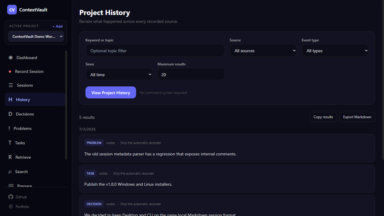 Filter history