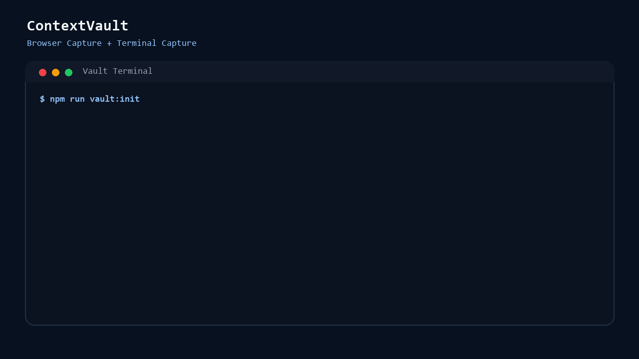 Vault Terminal records a coding-agent session and exports local Markdown context